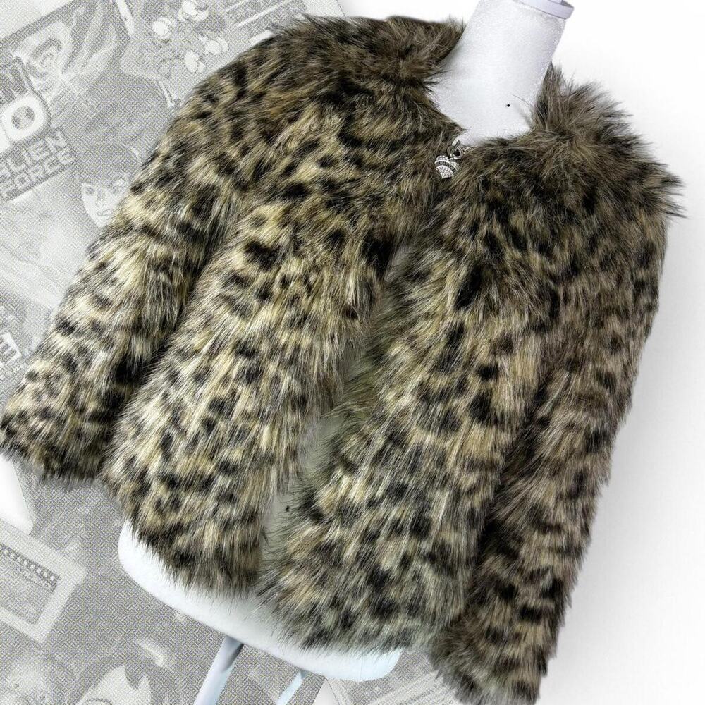 Y2K Michael Kors Faux Fur Cheetah Print Cropped Jacket‎
